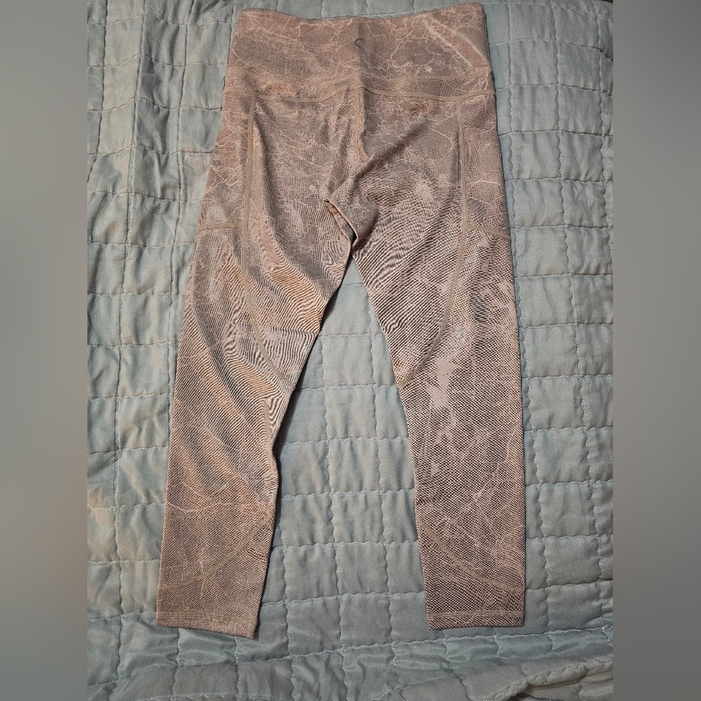 ZYIA Digital Granite Marbled Light & Tight  Pink and Gray 8-10 Leggings Womens